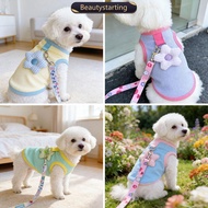 BEAUTYSTARTING Spring Summer Pet Vest With Leash Breathable Sunscreen Anti‑shedding Tractable Dog Ca