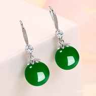 S925 Earrings Flower Sterling Silver Agate Temperament Long Style Trendy Red Agate Retro New Style E