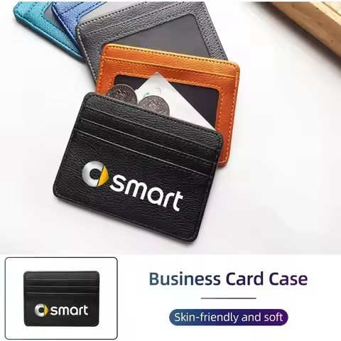 Car Logo Card Holder Money Bag Bank Card Protector Case For Smart Fortwo 451 450 453 EQ Forfour Coup