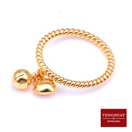 Teng Huat Jewellery 916 Gold Jingle Heart &amp; Bead Lady Ring
