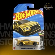 Hotwheels Bentley Continental GT3 model car, gold color