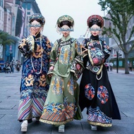 Queen Empress Costume - Traditional Chinese Qing Dynasty Woman's Dress with Manchu Style Robes