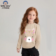 2025 Autumn Girls Long-Sleeved T-Shirt Cute Top Cartoon Bear Print Knitwear dst1126.6