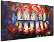Wall Art Colorful Tooth Canvas Print Dental Wall Painting Poster Artwork Dentist Picture Framed Mode