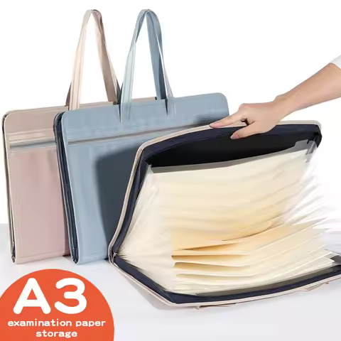 Large Capacity A3/A4 Folder Multi-layer Hand Carry Canvas Bag Test Paper Classification Office Infor