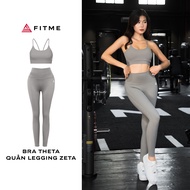 Bộ đồ thể thao tập Gym Yoga nữ Fitme áo bra Theta Dark Grey quần legging dài Dark Grey tôn dáng
