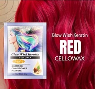 Original 100% (RED Color)Glow Wish Keratin Cellowax 3IN1 Shampoo Conditioner Hair Dye 30ml