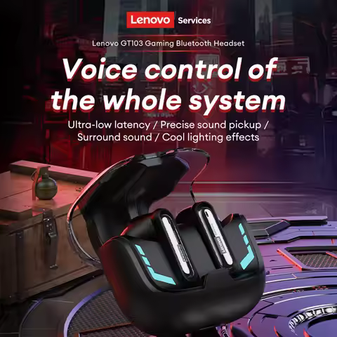 NEW Lenovo GT103 Wireless Earphones Bluetooth 6.0 Gaming Headphones 720° Surround Sound Earbuds Inte