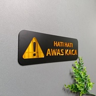 Sign Beware of Black Acrylic Glass Embossed Mirror Gold • Premium Elegant Warning Sign