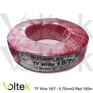 TF Wire #18/7 - 0.75mm2 or #16/7 - 1.25mm2 Red or black 150 meters per roll Insurflex Brand