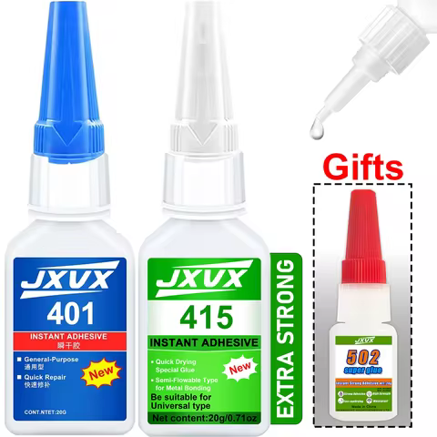 Super Strong Instant Adhesive 401/502 for Metal and Plastic, 20 g – 5S Instant-Curing Cyanoacrylate 