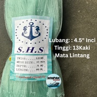 025MM X 4.5" Inci X 70MD (13Kaki Tinggi) X 600ML Pukat Jaring Ikan / Mata Lintang / Isi Kosong / War