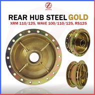 REAR HUB STEEL GOLD FOR XRM 125 / XRM 110 / WAVE 100 / WAVE 110 / WAVE 125 / RS125 GOLD COLOR METAL 