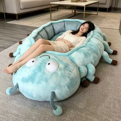 Imitation rabbit fur plush lazy sofa bed, Beetle style sofa, tatami sofa bed, high-density sponge fi