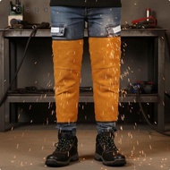[Adepe] Bovine Leather Metalworking Spats Anti Scald Leather Yellow Short Velcro