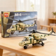 [48H Shipping] Boxed helicopter assembly military model toy for boys6-10Birthday gift small particle