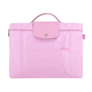 LONGCHAMP LE PLIAGE GREEN系列刺繡再生尼龍摺疊公事包（粉紅）_廠商直送