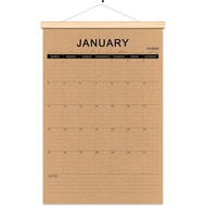 2026 Jan-2027 Jun 18-Month Kraft Paper Calendar Planner Annual Schedule with Rustic Wood Frame for O