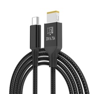 135W USB-C/Type-C to 11.0*4.5 Rectangle Tip Fast Charging Cable for Lenovo Thinkpad X1 P1 Ideapad Yo