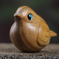 Kayu Cendana Hijau Ukiran Kayu Haiwan Mudah Hiasan Hiasan Desktop Burung Comel Kraf Kayu Pepejal Mud
