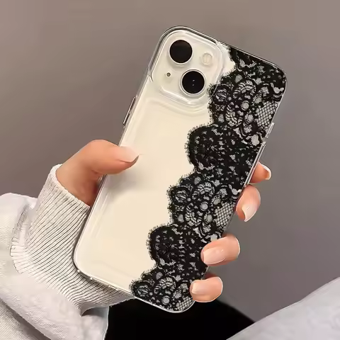 Fashionable Black Lace Pattern Phone Case For Samsung A04 A05S A06 A50 A51 A52 A53 A54 A55 A56 A71 A