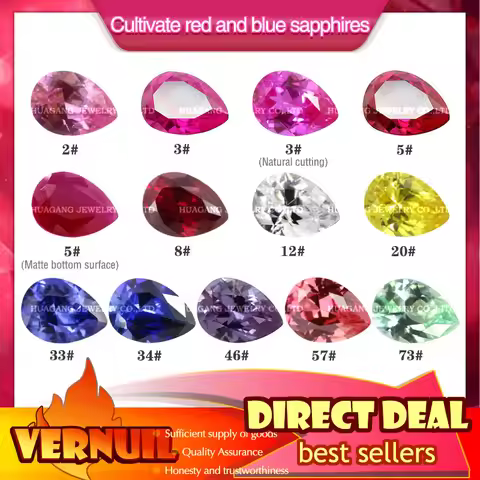 Pear Shape Ruby sapphire Synthetic 5# 8# 34# White Yellow Red Blue Corundum Stone Gems Beads For Jew