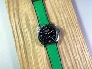(包郵)PANERAI - 24mm/22mm (代用) 綠色 Green Color 防水物料代用膠錶帶配精鋼錶扣