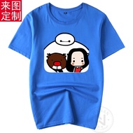 Super Marines big hero 6 big White Bear baymax Short-Sleeved t-Shirt Parent-Child Clothes Clothes Su