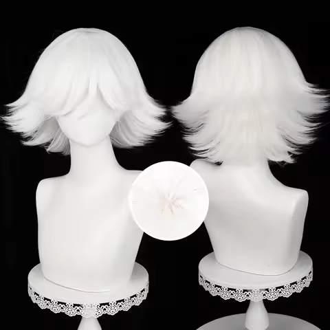 Anime Mi Zu Ki Cosplay Wig 33cm Short Pure White Wig Cosplay Anime Cosplay Wigs Heat Resistant Synth