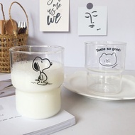 INS Style Glass Cup Cute Cartoon Snoopy Glass Cup