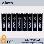 8Pcs,E-Keep Ni-MH Rechargeable Battery 1.2V AA R6 2500mAh. Durable And Long Lasting. For Remote Cont