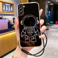 Casing Samsung S9 Plus s9 s8 plus s9plus S8+ S8 Phone Case Electroplating Astronauts Holder Soft Cover With Lanyard Military Grade Seismic Protection Shell