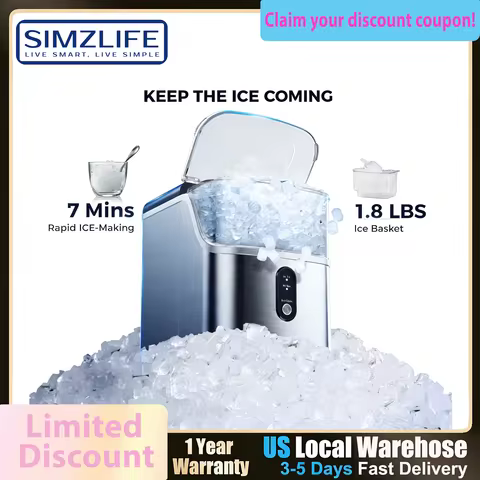 Countertop Chewable Ice Maker,Self-cleaning,Portable Ice Maker For Nugget Ice,High-efficiency Ice Ma