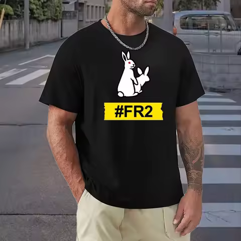 2024 Funny #FR2 T-shirt Rabbits Two Men Women Casual TShirt Summer T-shirt Men 100% COTTON Tee-shirt