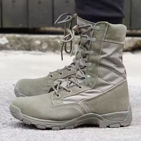 2025 New High Top Combat Boots Green Desert Brown Boot Lightweight Training Boots Hiking Boots Man T