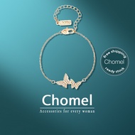 CHOMEL Singapore 2 butterflies Bracelet for women Gold Plated gelang tangan chain cute diamond Jewel