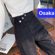 QUẦN JEAN BAGGY NỮ CHẤT BÒ ĐEN 3 CÚC KIỂU LƯNG CAO NÂNG MÔNG OK-0625 OSAKA FASHION