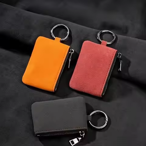 Portable Car Keychain Wallet Key Cover Multifunctional Suede Leather Key Case Portable Organizer Uni