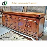 Bufet minimalis kayu jati panjang 2 meter