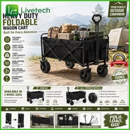 LiveTech Camping Trolley Wagon Foldable Trolley Camping Wagon Table Set Outdoor Trolley Folding