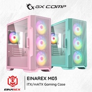 Einarex M03 Green / Pink Free 1 Fan RGB - ATX PC Casing - EATX | Cpu PC Gaming Case