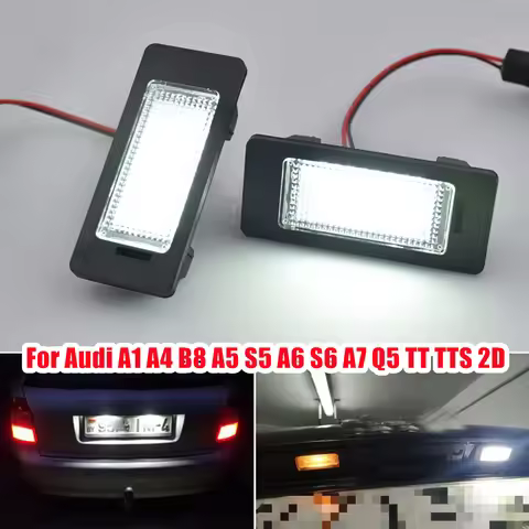 2PCS Canbus Error Free LED License Plate Light White Number Lamp For Audi A1 A4 B8 A5 S5 A6 S6 A7 5D