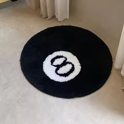 VIKAMA 8-Ball Plush Rug, Living Room Personalized Fun Comfortable Decorative Mat for Stylish Home In