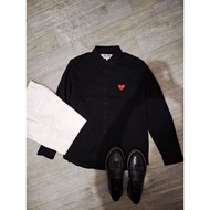 KEMEJA CDG PLAY Black Men's and Women's Cotton Second Original Shirt