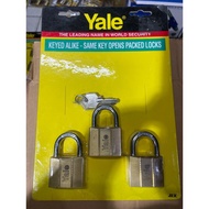 Yale Padlock 3in1(3Locks 1Key) Keyed Alike 40mm Pad Lock Same Key Opens Packed Locks