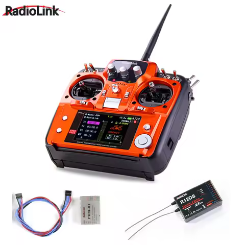 RadioLink AT10 II 2.4Ghz 12CH RC Transmitter with R12DS Receiver PRM-01 Voltage Return Module Batter