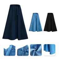 Denim Korean Maxi Skirt with Detachable Waist Band (Max 95KG)