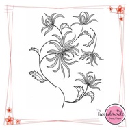 Ao Dai embroidered floral pattern. Printed on paper, soluble In water. A4 size (21cm x 30cm)
