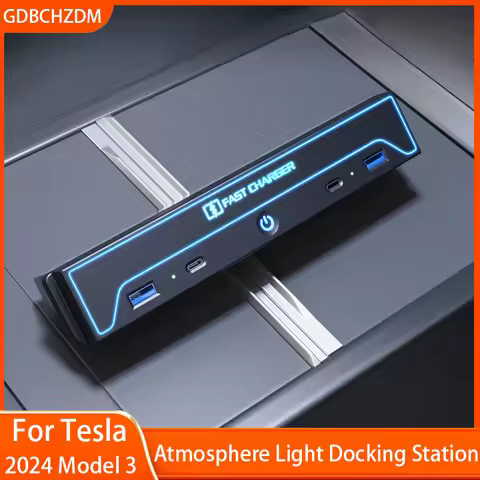 For Tesla Model3 Highland Atmosphere Light Docking Station Type-c 27W Fast Charger USB Extender Dock