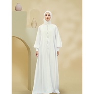 LA Thaina Dress jubah abaya plus size putih satin nikah bridesmaid dress  puff sleeve long dinner dress baju mengandung